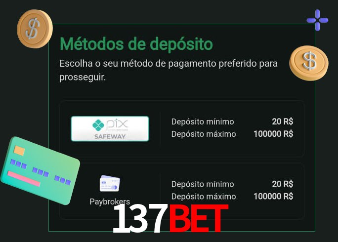 O cassino 137Bet oferece uma grande variedade de métodos de pagamento